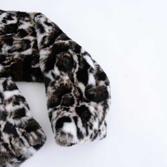 Band Of The Free Cream And Brown Animal Print Fake Fur Mob Wife Cropped Jacket S - Picture 5 of 11